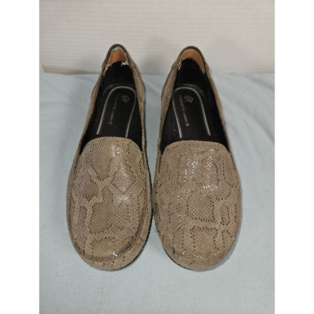 ABEO 24/7 Bronze Taupe Snake Print Shimmer Loafers Flats Slip Resistant 9